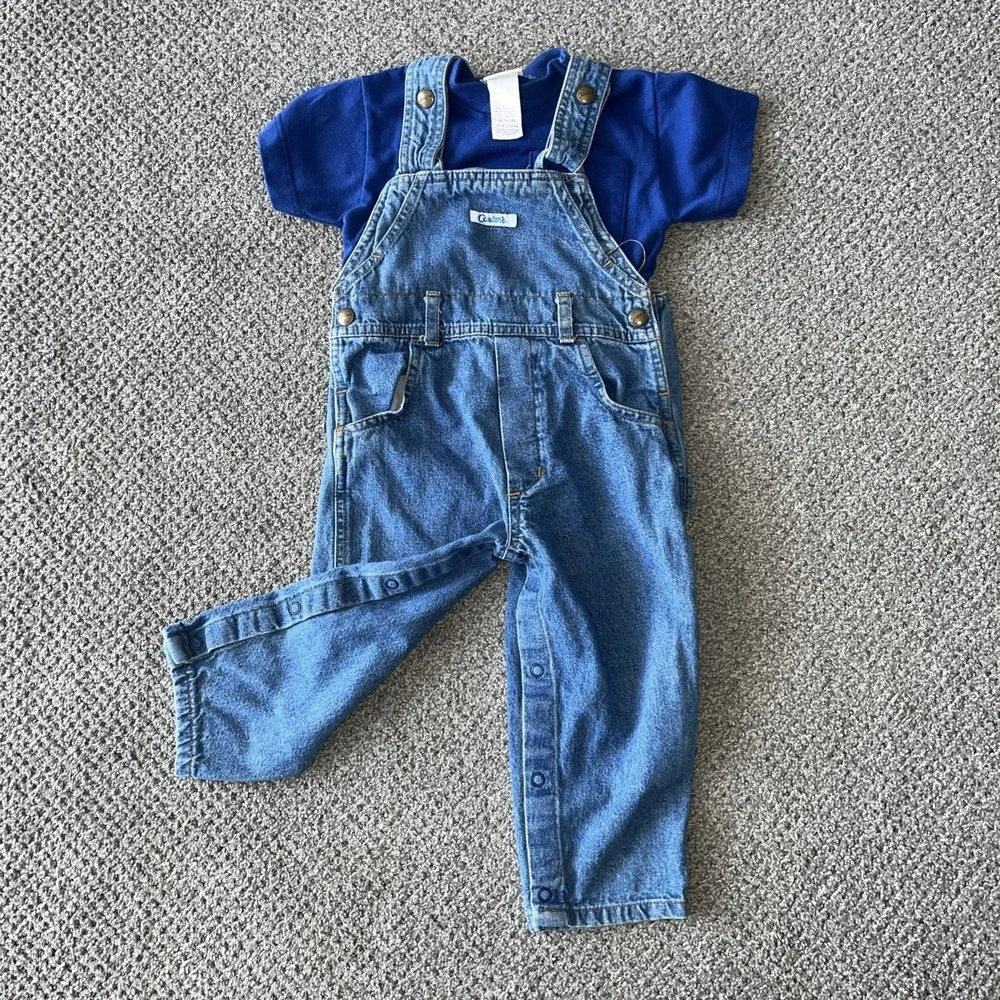 Vintage 1980's Carters Overalls And T Shirt. 24‎ Months, 2T. Denim outfit